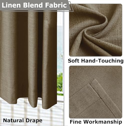 Frelement 52" W x 63" L Indoor Linen Curtains Thermal Insulated Drapes