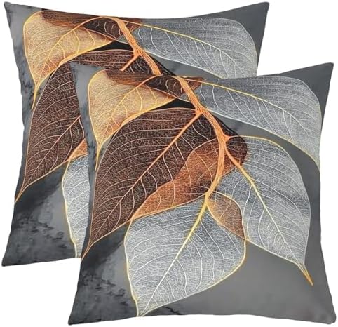 jejeloiu Leaf Pattern Throw Pillow Covers 22 x 22-Inch Kids Leaves