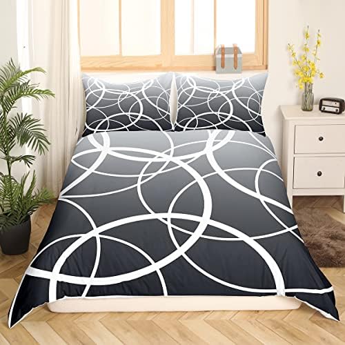 Gray Gradient Duvet Cover Queen Size,Geometric Circles Comforter Cover
