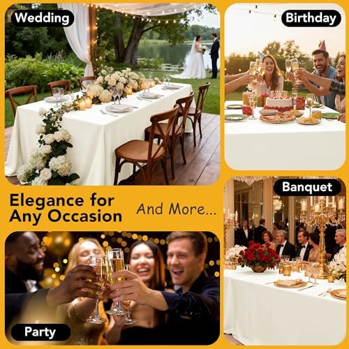 10-Pack Ivory Tablecloths for Rectangle Tables, 60 x 102 Inches
