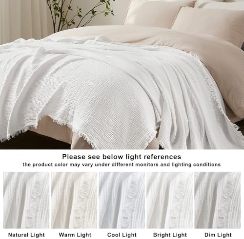 WDCOZY 100% Cotton Muslin Blanket King Size 4-Layer for Bed Breathable