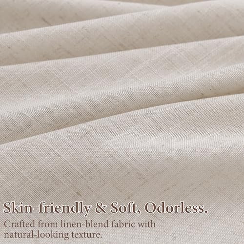 SMABU Linen Curtains 96 Inch Long for Living Room Hook Belt Natural