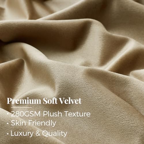 Taupe Velvet Pinch Pleated Curtains: 84 Inches Long 2 Panels Set