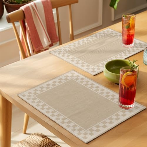 Round Placemats Set of 12 Minimalist Checkered Place Mats Farmhouse