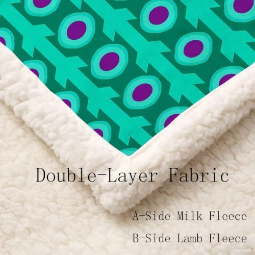 Minimal Geometric Double-Layer Sherpa Throw Blanket for Couch 60”x 80”