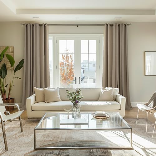 BGment Taupe Linen Curtains for Living Room 84 Inch Length 2 Panels