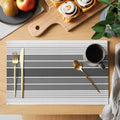 Gray Gradient Stripes Placemats Set of 4 Washable Table Mats for