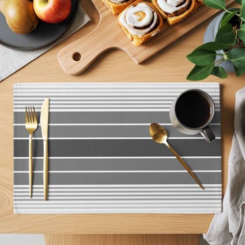 Gray Gradient Stripes Placemats Set of 4 Washable Table Mats for