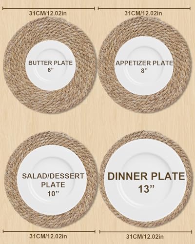 eZAKKA Woven Placemats Round Placemats Set of 8, 12 inch Rattan