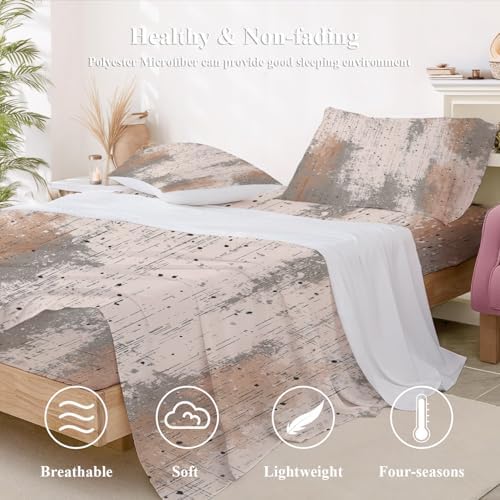 Shrahala Abstract Art Surface Twin XL 4 Piece Sheets Set, Muted Grainy