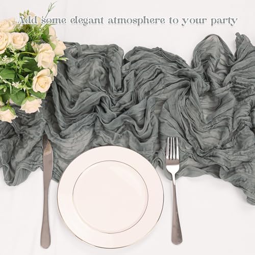 10 Pack Grey Cheesecloth Table Runner 10FT Boho Gauze Fabric Table
