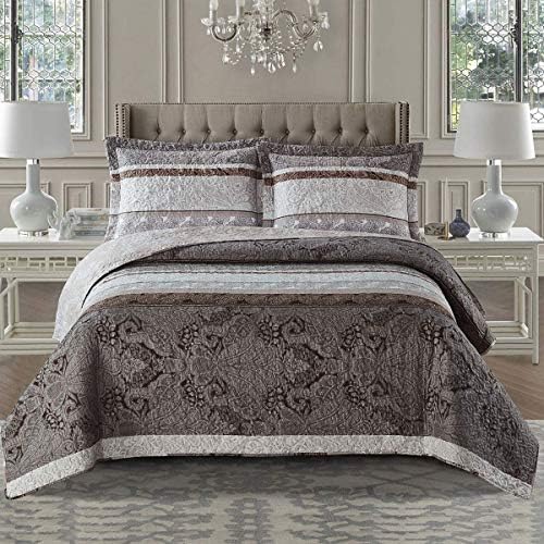sheetsnthings 7PC Queen Size Bedding Set- Callisto Taupe Lightweight