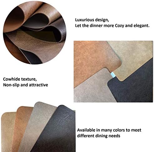 Faux Leather Placemat Table Mats Set of 6 Brown Heat Resistant