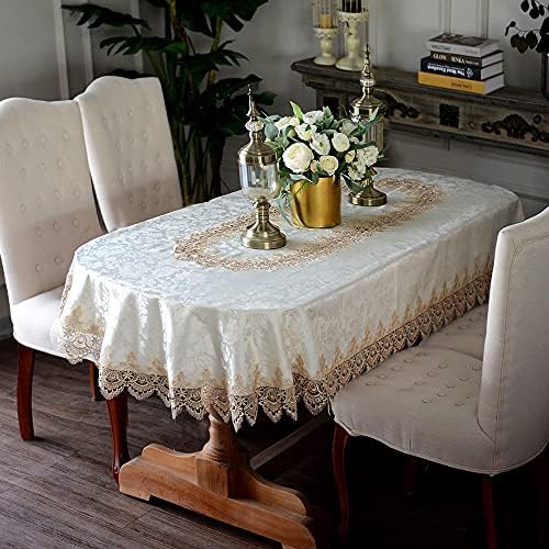 ARTABLE Oval Lace Tablecloth Light Brown Vintage Farmhouse