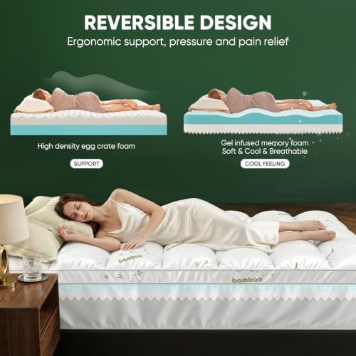 Queen Mattress Topper, Dual Layer 4.5" Memory Foam Mattress Topper