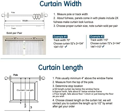 LETAU Beige Cotton and Wool Sheer Curtains 120 inches Long, Pinch