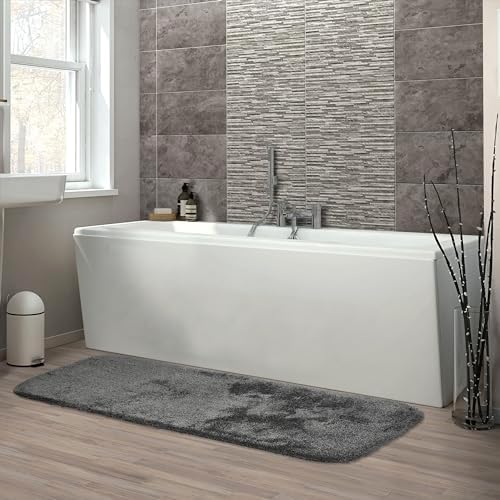 Garland Rug Finest Luxury Dark Gray 22 in. x 60 in. Ultra Plush