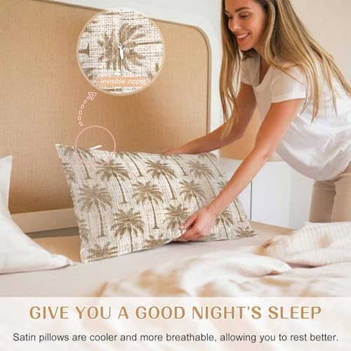 Tropical Palm Trees Pillow Cases Standard Size Set of 2, Summer