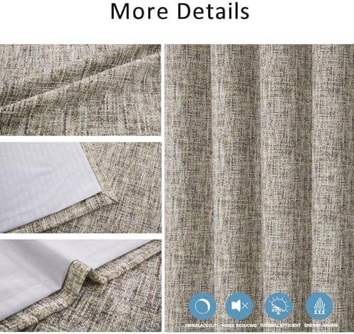 always4u 100% Blackout Curtains, Textured Drapes Linen Look for