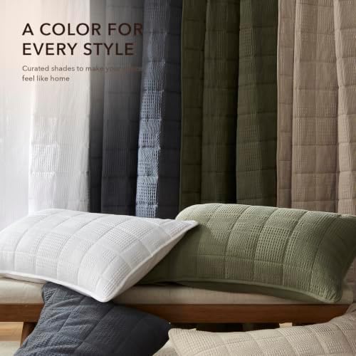 LEAONME 3Pc Quilt Set Cotton Waffle Oversized Cal King Blanket