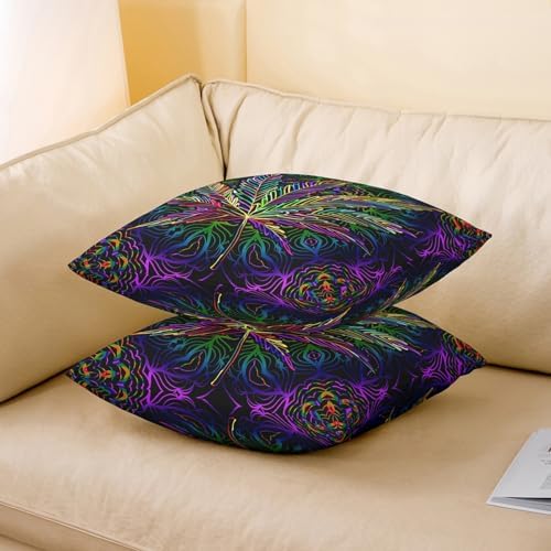 Feelyou Marijuana Weed Leaf Throw Pillow Covers for Couch Sofa Bed,Set