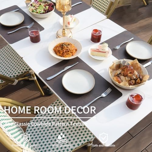 Cowhide Pattern Faux Leather Placemats Set of 6,Heat Resistant