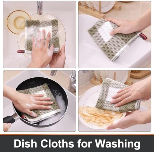 Mordimy Cotton Waffle Weave Dish Cloths, 12"x 12", 6 Pack, Khaki &