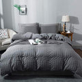 AveLom Gray Duvet Cover King Size, Textured Seersucker Duvet Cover