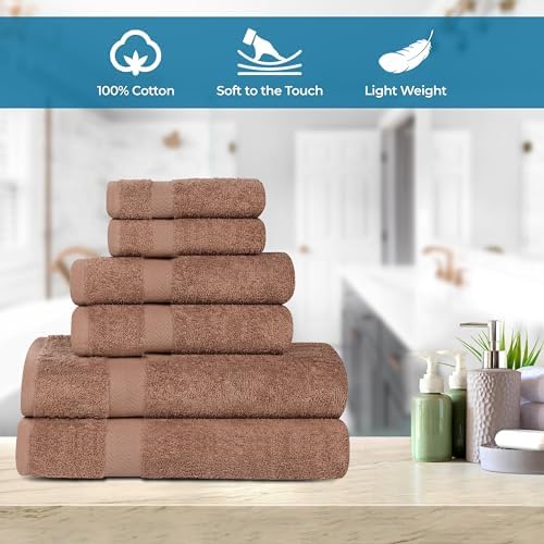 SUPERIOR Franklin 6 Piece Cotton Towel Set, Medium Weight Towels for
