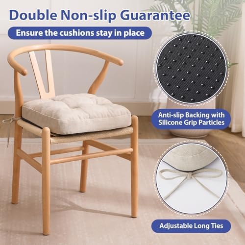 IASEAHK Memory Foam Dining Chair Cushions, Beige, 16.5"x16.5"x3.5"