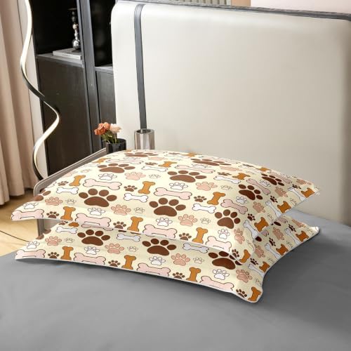 Erosebridal Cream Dog Paw Bedding Set Twin for Kids Girls Boys