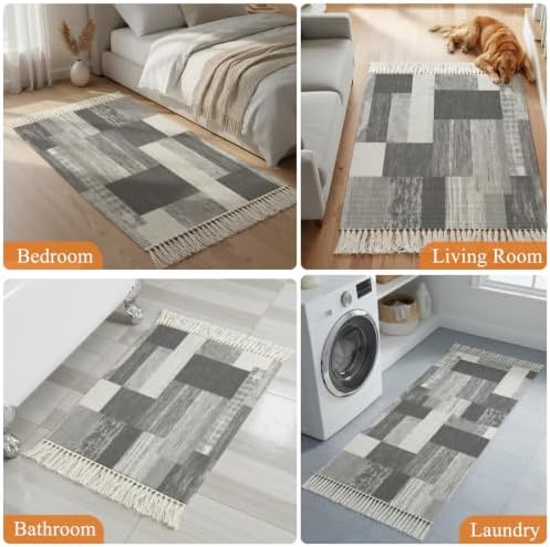 Gray Wood Plank Hallway Runner Rug 2'x5', Retro Rustic Wooden