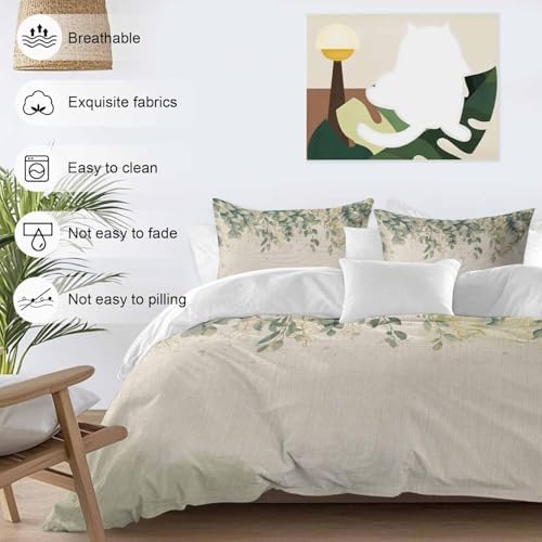 Spring Eucalyptus Bedding 3 Piece Duvet Cover Set Queen Size, Summer