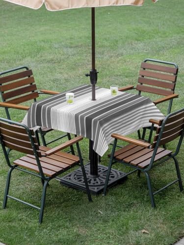 Square Outdoor Tablecloth with Umbrella Hole and Zipper 60x60 Inch