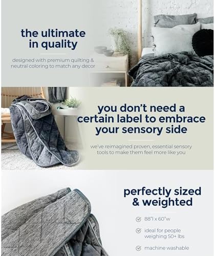 Weighted Blanket - 8 lbs Dark Gray, 60x88 Twin, Double-Sided Comfort