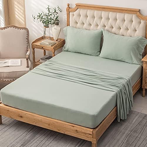 PURE ERA Jersey Knit 4pc Bed Sheet Set 100% T-Shirt Cotton Super Soft