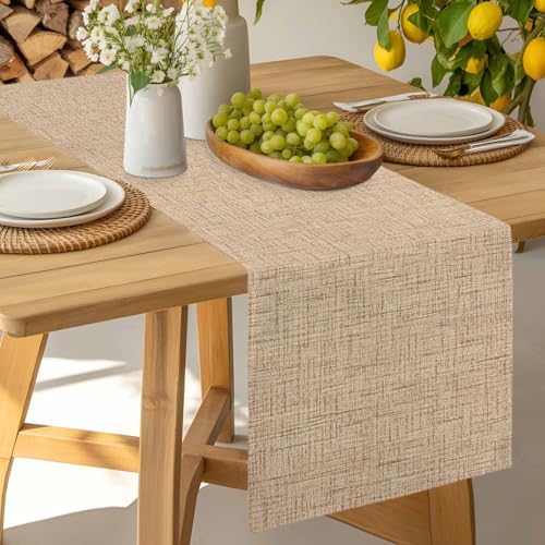 Minimalist Beige Table Runner for Dining Table Rustic Neutral Modern