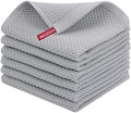 Homaxy 100% Cotton Waffle Weave Kitchen Dish Cloths 6-Pack, Light Gray