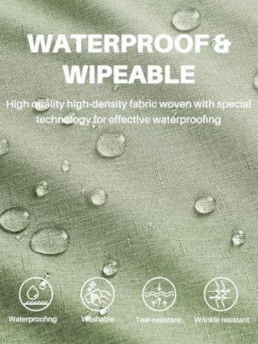 IVAPUPU Textured Linen Rectangle Table Cloth, Sage Green, 52 x 70 Inch