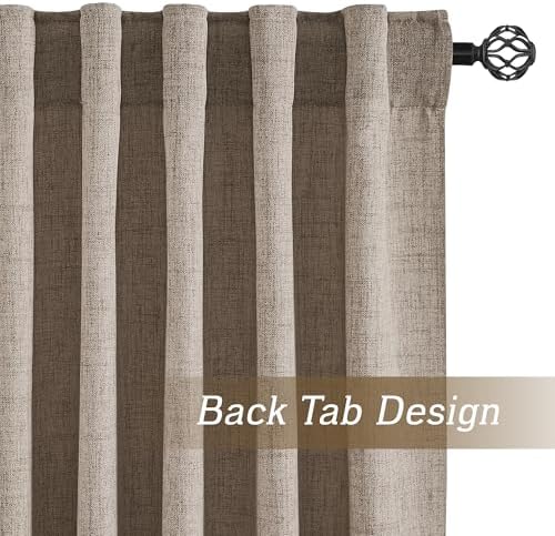 RYB HOME Linen Semi Sheer Curtains for Bedroom Living Room 84 inches