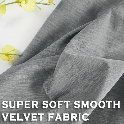Kayne Studio Pewter Gray Velvet Pinch Pleated Back Tab Curtains