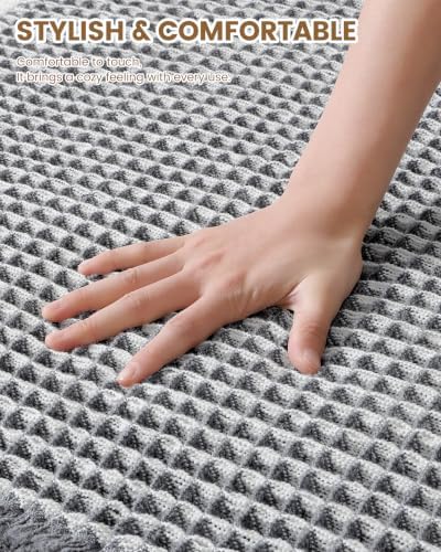 Arotive Waffle Bathroom Runner Rug 60X24, Boho Extra Soft Washable