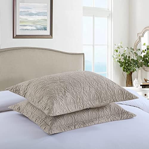 MarCielo 2 Pieces Microfiber Quilted Pillow Shams Soft Pillow Covers