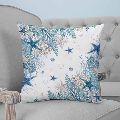 Pillow Covers 20x20 Set of 2, Teal Blue Coastal Throw Pillow Covers