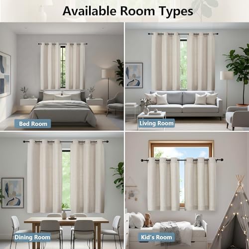Chyhomenyc Curtains 63 Inch Length 2 Panels for Bedroom, Light