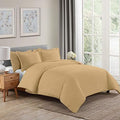 5 PC Duvet Cover Set Ultra Soft Queen/Full -Taupe Solid Simple Style