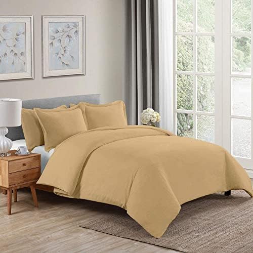 5 PC Duvet Cover Set Ultra Soft Queen/Full -Taupe Solid Simple Style