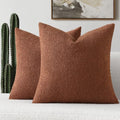 FUTEI Pack of 2 Boucle Textured Throw Pillow Covers 18x18 Inch, Rust