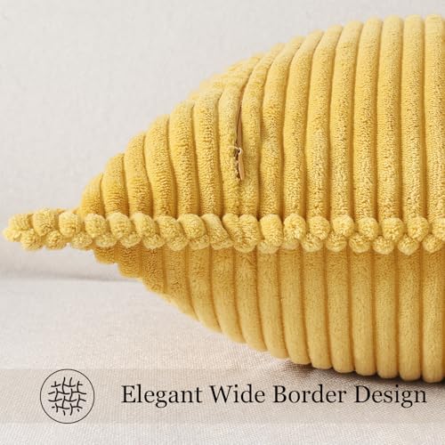 Mecatny Corduroy Fall Throw Pillow Covers 20x20 Set of 2 Mustard
