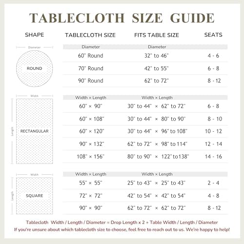Linen World Round Linen Blend Tablecloth 90" Inch,Linen Loook Soft
